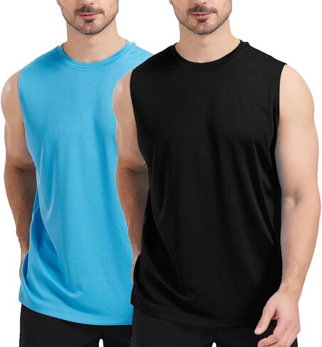 (Size: XL) Men's UPF 50+ Sleeveless Workout Swim Shirts in Saudi Arabia