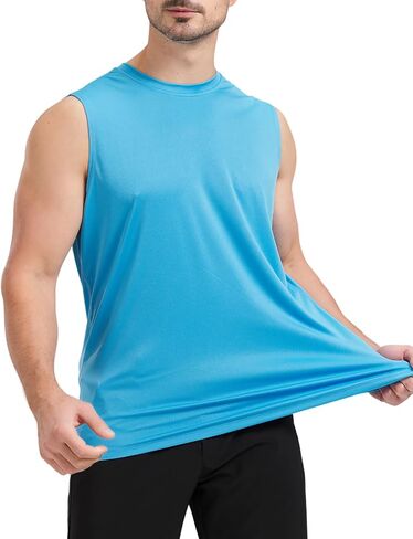(Size: XL) Men's UPF 50+ Sleeveless Workout Swim Shirts in Saudi Arabia