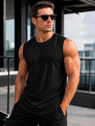 Men's Sleeveless Shirts Sommer Quick Dry Tank Tops for Men Sun Athletic Gym Workout Shirts Dry Fit Swim Tankshirt in Kuwait