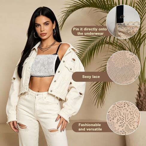 Modesty Panels for Women - V Neck Cover Up Insert Clip-On Mock Camisoles, Cleavage & Chest Cover for Low Cut Dresses (3) White, Black, Skin Color in Kuwait