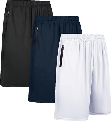 BUYJYA 3 Pack Men's Athletic Running Shorts Gym Basketball Lightweight Casual in Saudi Arabia