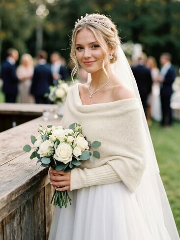 Sweater Shawl Wraps for Women Criss Cross Knit Soft Warm Bridal Shrug Bolero Crop Scarf with Sleeves for Fall Winter in Saudi Arabia