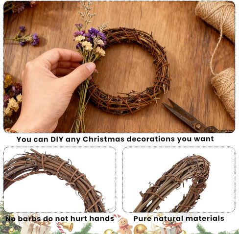 6 Pcs 4 Inch Natural Grapevine Wreaths, Hand-Woven Vine Branch Wreath, Rattan Wreath for DIY Crafts, Christmas Decorations, Home & Event Styling Party Wedding Decor in Saudi Arabia