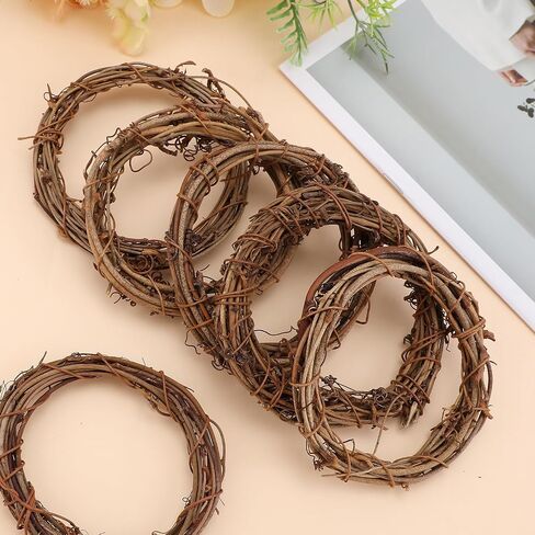 6 Pcs 4 Inch Natural Grapevine Wreaths, Hand-Woven Vine Branch Wreath, Rattan Wreath for DIY Crafts, Christmas Decorations, Home & Event Styling Party Wedding Decor in Saudi Arabia