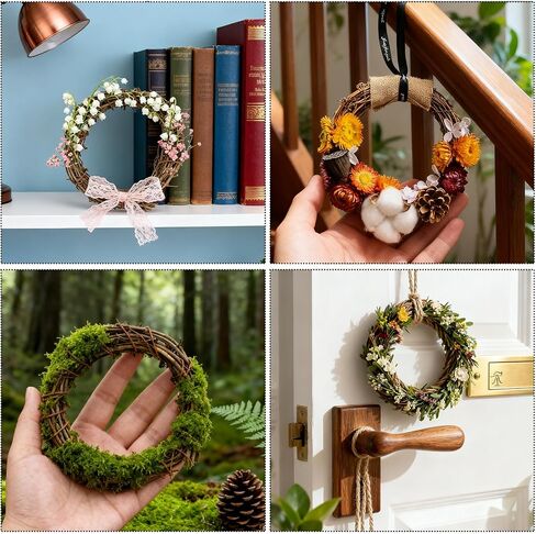 6 Pcs 4 Inch Natural Grapevine Wreaths, Hand-Woven Vine Branch Wreath, Rattan Wreath for DIY Crafts, Christmas Decorations, Home & Event Styling Party Wedding Decor in Saudi Arabia