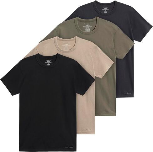 Ted Baker Mens 4-Pack Cotton Crewneck T-Shirt, Ultra Soft & Tag-Free in Kuwait