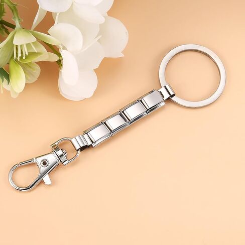 GEMOSA Italian Charm Keychain Set for Women Men – Modular Stainless Steel Key Ring with 4 Charms (Butterfly, Moon, Star) & Opener, Fits 9mm Links, Gift DIY Kit in Saudi Arabia
