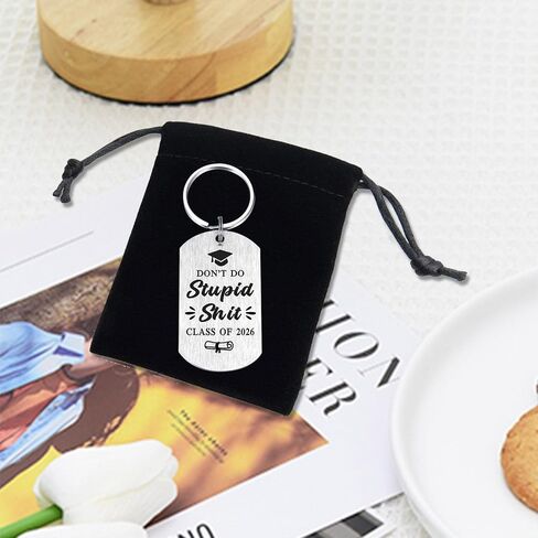 Emideary Class of 2026 Graduation Gifts - Funny Graduation Keychain for Son Daughter, Stainless Steel Senior Gift for Teens Boys Girls, Don't Do Stupid Stuff Graduate Present in Saudi Arabia
