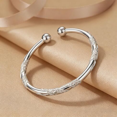 925 Sterling Silver Bracelets for Women, Adjustable Dainty Bangle, Simple Jewelry for Birthday Anniversary Christmas in Kuwait