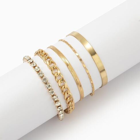 Gold Bangle Bracelets for Women, Elegant Stackable Gold Bangle & Cuff Bracelet Set, Perfect Jewelry Gifts for Women in Kuwait