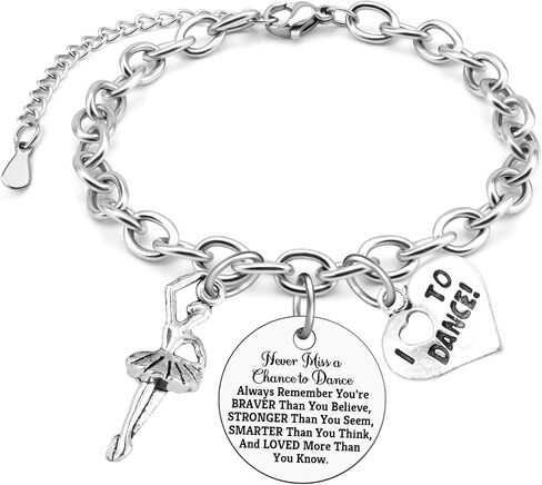 Gifts for Ballerina Dancer Stainless Bracelet Dance Recital Gifts for Women Dance Lover Team Ballet Dancer Silver Chain Bracelet Present for Daughter Granddaughter Niece Friends Sister Dancer in Saudi Arabia