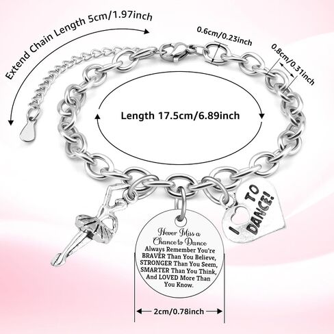 Gifts for Ballerina Dancer Stainless Bracelet Dance Recital Gifts for Women Dance Lover Team Ballet Dancer Silver Chain Bracelet Present for Daughter Granddaughter Niece Friends Sister Dancer in Saudi Arabia