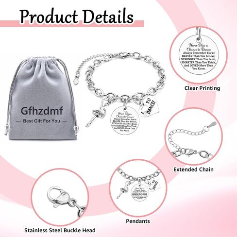 Gifts for Ballerina Dancer Stainless Bracelet Dance Recital Gifts for Women Dance Lover Team Ballet Dancer Silver Chain Bracelet Present for Daughter Granddaughter Niece Friends Sister Dancer in Saudi Arabia