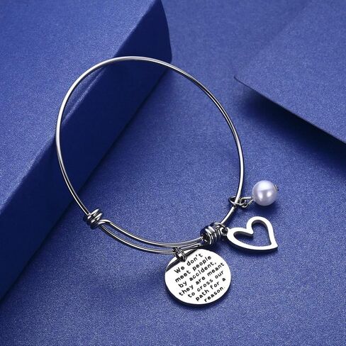 Jvvsci We Don't Meet People by Accident They are Meant to Cross Our Path for A Reason Bracelet Coworker Leaving Gift Retirement Jewelry Going Away Thank You Bangle Bracelet in Saudi Arabia