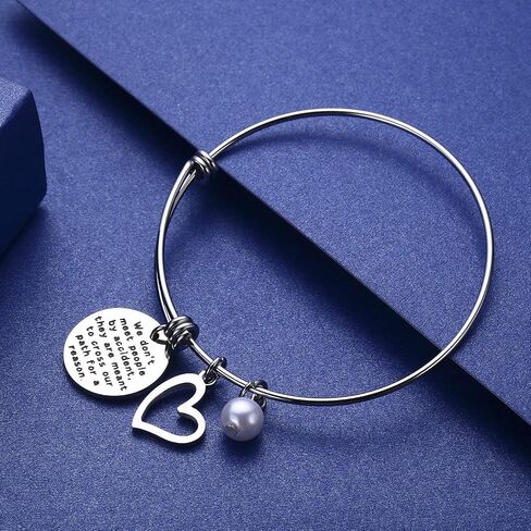 Jvvsci We Don't Meet People by Accident They are Meant to Cross Our Path for A Reason Bracelet Coworker Leaving Gift Retirement Jewelry Going Away Thank You Bangle Bracelet in Saudi Arabia