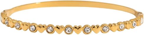 18K Gold Plated Heart Bracelet for Women, Waterproof Stainless Steel Jewelry, Sparkling Cubic Zirconia Bangle Gift for Her in Kuwait
