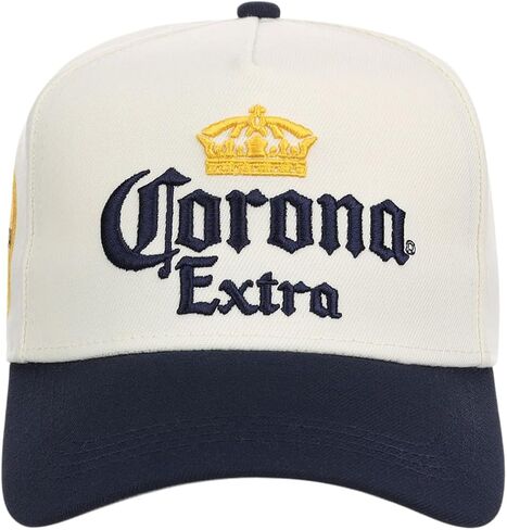 Corona Beer 2-Tone A-Frame Adjustable Snapback Cap (Cream/Navy, One Size) | 100% Cotton Outdoor Sports Baseball Cap for Men and Women | Beer Inspired Apparel in Saudi Arabia
