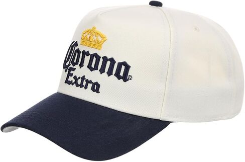 Corona Beer 2-Tone A-Frame Adjustable Snapback Cap (Cream/Navy, One Size) | 100% Cotton Outdoor Sports Baseball Cap for Men and Women | Beer Inspired Apparel in Saudi Arabia