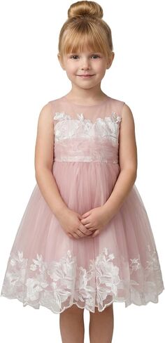 LalaMira Flower Girl Dress Toddler Girls Lace Embroidery Tulle Big Bow Wedding Birthday Party Princess Formal Ball Gown in Saudi Arabia