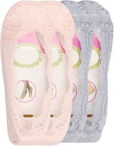 BOFETA Women's Lace Casual No Show Non-Skid Low Cut Boat Socks Set of 4 Pairs in Saudi Arabia