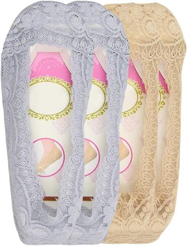 BOFETA Women's Lace Casual No Show Non-Skid Low Cut Boat Socks Set of 4 Pairs in Saudi Arabia