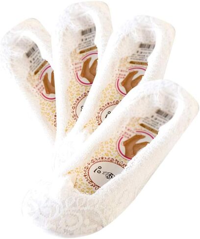 BOFETA Women's Lace Casual No Show Non-Skid Low Cut Boat Socks Set of 4 Pairs in Saudi Arabia