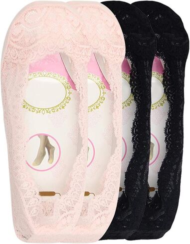 BOFETA Women's Lace Casual No Show Non-Skid Low Cut Boat Socks Set of 4 Pairs in Saudi Arabia