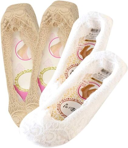 BOFETA Women's Lace Casual No Show Non-Skid Low Cut Boat Socks Set of 4 Pairs in Saudi Arabia