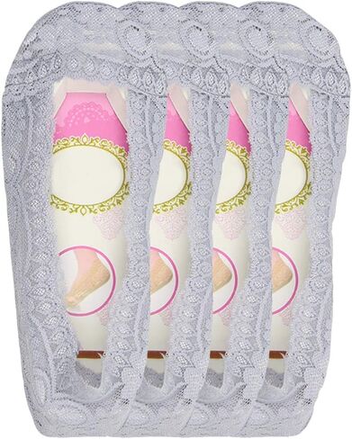 BOFETA Women's Lace Casual No Show Non-Skid Low Cut Boat Socks Set of 4 Pairs in Saudi Arabia