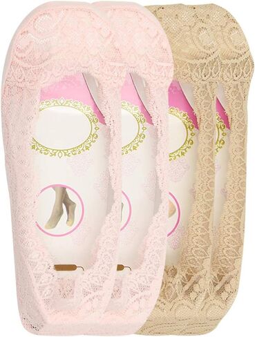 BOFETA Women's Lace Casual No Show Non-Skid Low Cut Boat Socks Set of 4 Pairs in Saudi Arabia