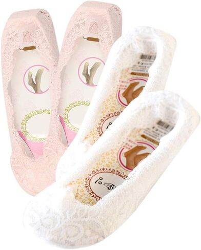BOFETA Women's Lace Casual No Show Non-Skid Low Cut Boat Socks Set of 4 Pairs in Saudi Arabia