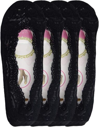 BOFETA Women's Lace Casual No Show Non-Skid Low Cut Boat Socks Set of 4 Pairs in Saudi Arabia