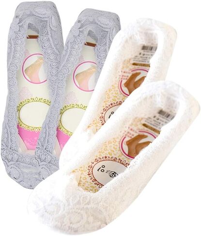 BOFETA Women's Lace Casual No Show Non-Skid Low Cut Boat Socks Set of 4 Pairs in Saudi Arabia
