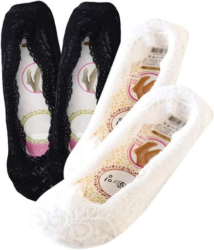BOFETA Women's Lace Casual No Show Non-Skid Low Cut Boat Socks Set of 4 Pairs in Saudi Arabia