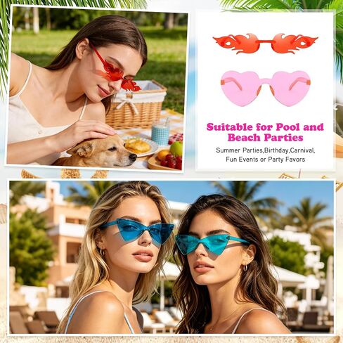 SUNOVELTIES 20/40 نمط مختلط بدون شفة النظارات الشمسية النسائية الرجعية الملونة نظارة الحفلات الصيف تجمع زي الحفلات اكسسوارات in Kuwait