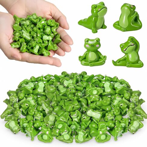 Outus 60pcs Mini Resin Yoga Frog Figurines Miniatures Accessories Zen Meditating Frog Decor 4 Different Pose Small Creative Animal Statues Bulk for Craft Fairy Garden Yoga Spa Room Desk Decor in Kuwait
