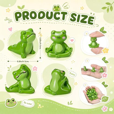 Outus 60pcs Mini Resin Yoga Frog Figurines Miniatures Accessories Zen Meditating Frog Decor 4 Different Pose Small Creative Animal Statues Bulk for Craft Fairy Garden Yoga Spa Room Desk Decor in Kuwait