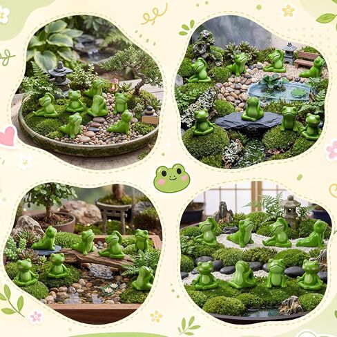 Outus 60pcs Mini Resin Yoga Frog Figurines Miniatures Accessories Zen Meditating Frog Decor 4 Different Pose Small Creative Animal Statues Bulk for Craft Fairy Garden Yoga Spa Room Desk Decor in Kuwait