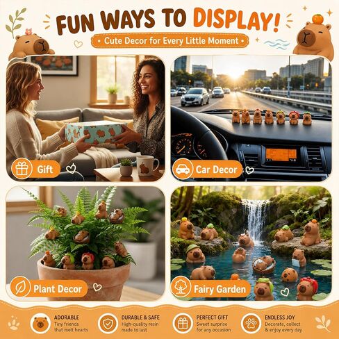 Yerliker 76 Pcs Mini Capybara Figures Small Resin Capybara Cute Miniature Animals Figurines for DIY Gifts Cake Toppers Fairy Garden Birthday Party Desktop Dollhouse Decorations Landscape Accessories in Kuwait