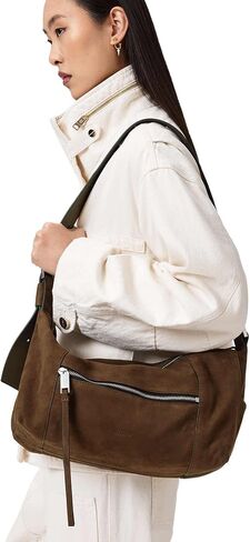 AllSaints Vega Suede Shldr Bag Fango Brown W346XD One Size in Saudi Arabia