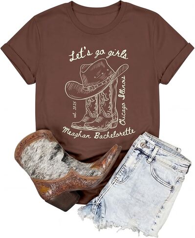 Western Shirts for Women Vintage Cowgirl T Shirt Cow Skull Rodeo Cowboy Boots Graphic Tees Country Music Short Sleeve Tops in Saudi Arabia