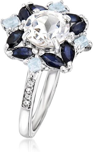 Ross-Simons 1.78 ct. t.w. White and Blue Topaz and .80 ct. t.w. Sapphire Ring in Sterling Silver in Saudi Arabia