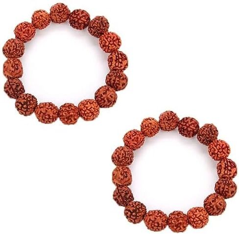 Unisex Rudraksha Bracelets 5 Mukhi Bead Daily Fashion Wear (Brown) - Pack of 2 By Antique collection in Saudi Arabia