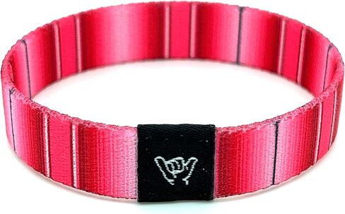 Hang Loose Bands - Coastal Pink Serape Bracelet - Medium 7.5 Length for Large Wrists - Reversible Elastic Wristband Boho Surf Style Unisex in Saudi Arabia