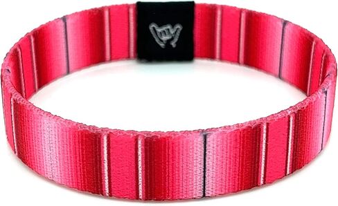 Hang Loose Bands - Coastal Pink Serape Bracelet - Medium 7.5 Length for Large Wrists - Reversible Elastic Wristband Boho Surf Style Unisex in Saudi Arabia