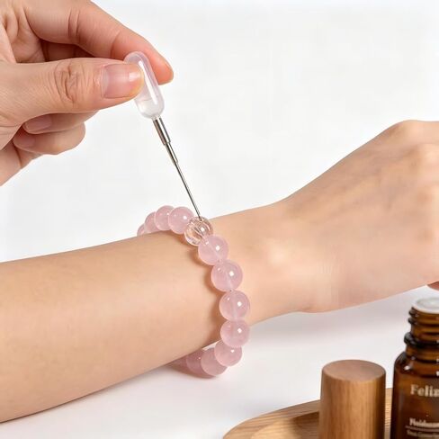 10mm Natural Rose Quartz Bracelet Gift for Her - Aromatherapy Crystal Bead with Infusible Scent Chamber - Thoughtful Present for Wife, Mother, Grandma, Daughter - Birthday in Saudi Arabia