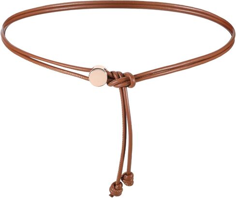 Thinp Rope Belts for Women, PU Leather Skinnny Belt Adjustable Tie Belts with Gold Buckle Knotted Waist Belt Double Straps Waist Band for Dresses in Kuwait