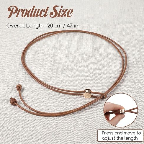 Thinp Rope Belts for Women, PU Leather Skinnny Belt Adjustable Tie Belts with Gold Buckle Knotted Waist Belt Double Straps Waist Band for Dresses in Kuwait