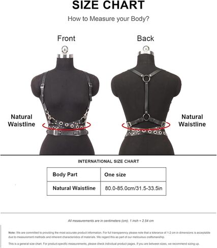 Goth Punk Faux Leather Harness Belt for Women, Adjustable Double-Waist Strap Body Belt with Alloy Hardware, Festival Cosplay Accessory(Fit Waist 31.5-33.5in) in Saudi Arabia