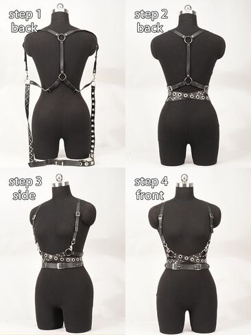 Goth Punk Faux Leather Harness Belt for Women, Adjustable Double-Waist Strap Body Belt with Alloy Hardware, Festival Cosplay Accessory(Fit Waist 31.5-33.5in) in Saudi Arabia